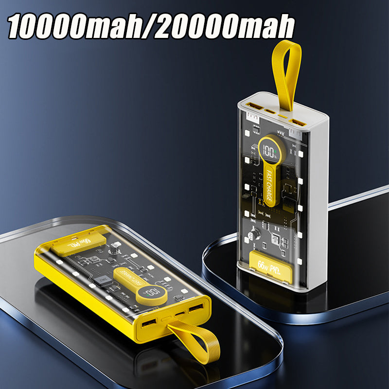 Power Bank 20000mah With LED Light Transparent Outdoor